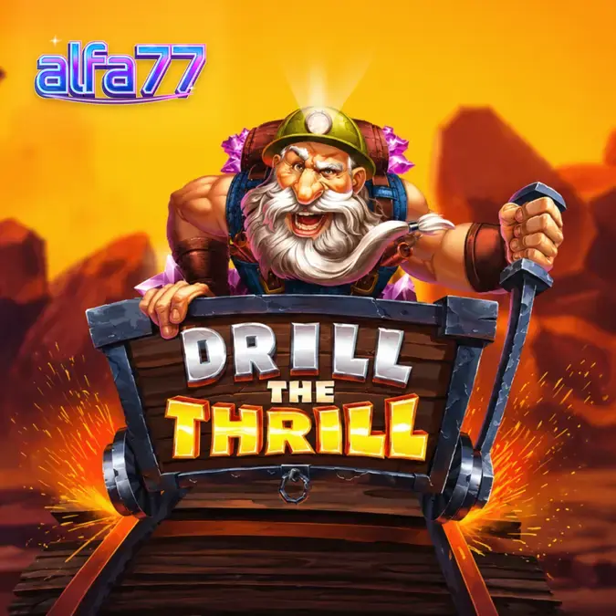 Tampilan visual slot Drill the Thrill dengan tema tambang dan simbol permata